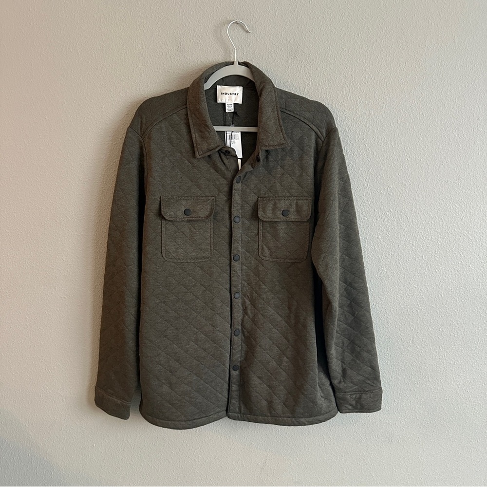 NWT Industry Drab Green Quilted Shirt Jacket XL